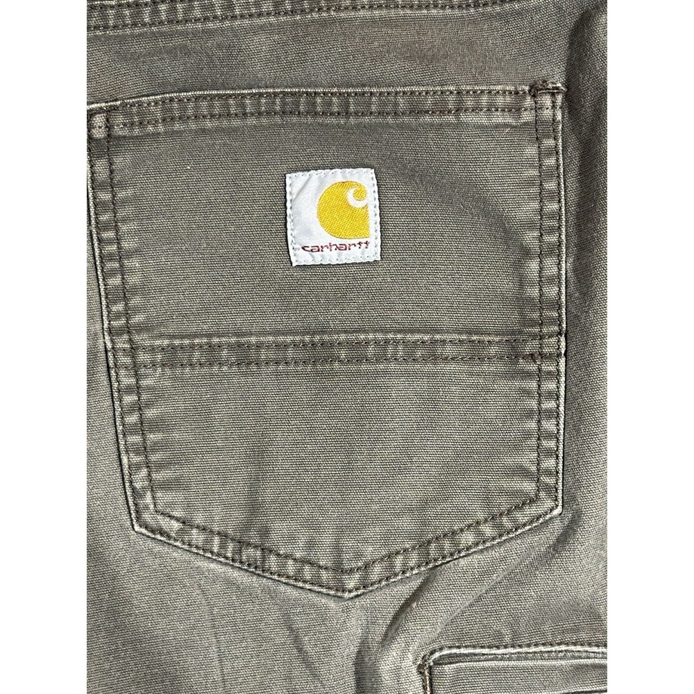 Carhartt Dungaree Work Pants Mens 36x30 Moss Green Canvas Relaxed Fit - Picture 4 of 16